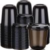 100 Sets Disposable Stemless Glasses With Strawless Sip Lids,PET Drinking Cups,Clear Plastic Coffee Cup for Iced Coffee, Smoothie, Cold Beverage, Drink Shop and Christmas Party Supply (Black, 12 oz) view 1