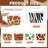 120 Pcs 12 oz Jungle Safari Animal Ice Cream Cups Disposable Leopard Tiger Zebra Giraffe Print Paper Dessert Snack Bowls Wild Animals Food Yogurt Cup Containers for Birthday Baby Shower Party Supplies view 2