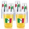 100 Pcs Italian Flag Plastic Cups 16 oz Italy Flags Disposable Plastic Cups Red White Green Italian Clear Cocktail Glasses for Pizza Holiday Birthday Party Juice Drinking Snacks Coffee Party Supplies