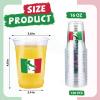 100 Pcs Italian Flag Plastic Cups 16 oz Italy Flags Disposable Plastic Cups Red White Green Italian Clear Cocktail Glasses for Pizza Holiday Birthday Party Juice Drinking Snacks Coffee Party Supplies view 2