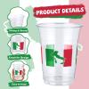 100 Pcs Italian Flag Plastic Cups 16 oz Italy Flags Disposable Plastic Cups Red White Green Italian Clear Cocktail Glasses for Pizza Holiday Birthday Party Juice Drinking Snacks Coffee Party Supplies view 3