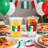 100 Pcs Italian Flag Plastic Cups 16 oz Italy Flags Disposable Plastic Cups Red White Green Italian Clear Cocktail Glasses for Pizza Holiday Birthday Party Juice Drinking Snacks Coffee Party Supplies view 4