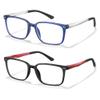 EYEREZI Reading Glasses for Men Square Lightweight TR90 Frame mens Accessories Computer Anti Blue Light Blocking Readers with Spring Hinge,1.75x Black+Red,2 Pack view 1