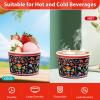120 Pcs Mexican Ice Cream Cups 12 oz Disposable Mexican Floral Cinco De Mayo Paper Dessert Snack Bowls Fiesta Mandala Flower Paper Cups for Cinco De Mayo Mexico Birthday Party Supplies view 4