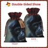 Ruzoap Christmas Burlap Gift Bags with Drawstrings, Black Gibbon Monkey - Christmas Treat Candy Bags for Holiday Party Wrapping Xmas Present - Small view 2