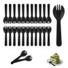 Simpldell 200Pcs Mini Plastic Sporks Individually Wrapped, 4.2Inch Black Disposable Spoon Fork Utensils Combo for Kids Parties, Office Snacks, Catering, Restaurants & To-Go Use view 1