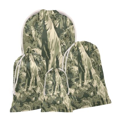 Aglebo Camouflage Dogs Reusable Christmas Gift Bag Set with Drawstring 12" x 8" Xmas Treats Bags Funny Design for Party Birthday Xmas Presents Wrapping Bags (1 Pack)