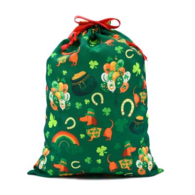 Czvixsa Green Gift Bag Reusable Drawstring Gift Wrapping Bag For Holiday Party Wedding 11.8" x 15.8"