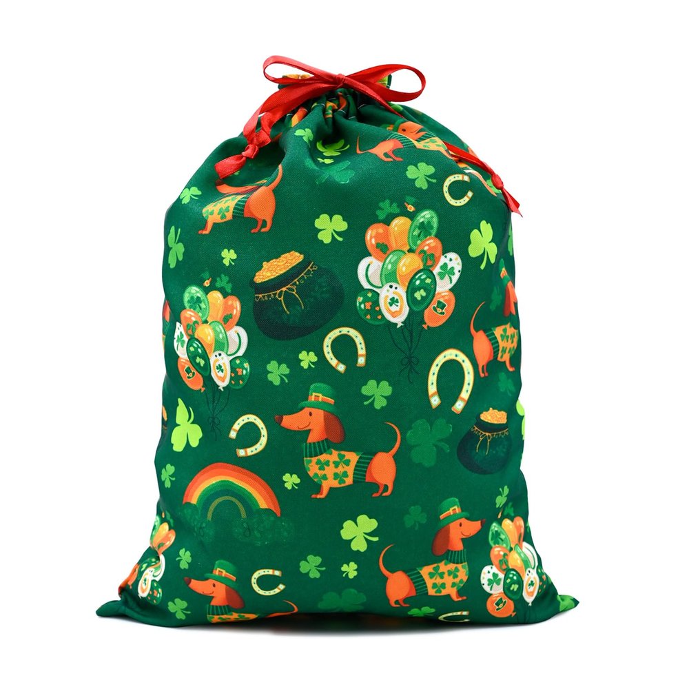 Czvixsa Green Gift Bag Reusable Drawstring Gift Wrapping Bag For Holiday Party Wedding 11.8" x 15.8"