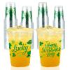 100 Pcs St Patrick's Day Plastic Cups 16 oz Green Shamrock Disposable Plastic Cups Lucky Clover Clear Cocktail Glasses for St Patrick's Day Party Juice Drinking Snacks Coffee Party Supplies view 1