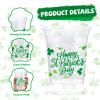 100 Pcs St Patrick's Day Plastic Cups 16 oz Green Shamrock Disposable Plastic Cups Lucky Clover Clear Cocktail Glasses for St Patrick's Day Party Juice Drinking Snacks Coffee Party Supplies view 3