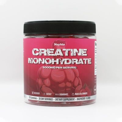 ArtsBear Neybio Creatine Monohydrate Gummies - 5000mg Creatine, Raspberry Flavor, 120 Count - Vegan, Sugar-Free, Boosts Performance & Recovery