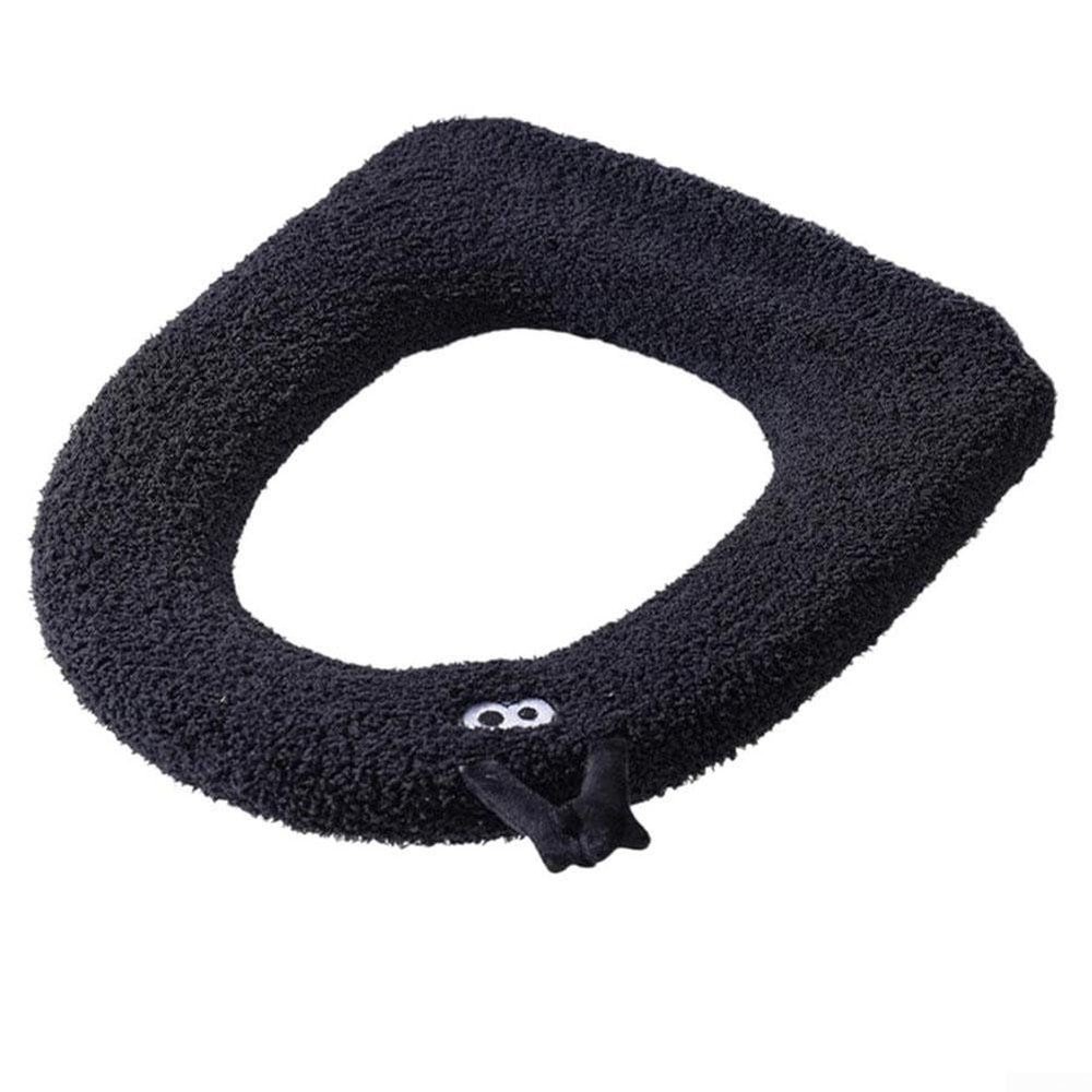 Elmtap Toilet Seat Cushions with Lifting Handle for Winter Warmer Toilet Seat Pads Soft Velvet Seat Cover for Bathroom Home(black)