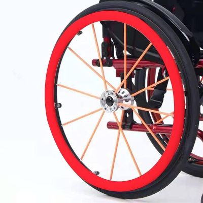 24 Inch Rear Wheel Sports Wheelchair Cover, Non Slip Wear Resistant Wheelchair Push Rim Covers, Rear Wheel Grips Accessories, Multicolor Selection (Red 24inch)