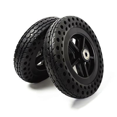 7 Inch Replacement Wheelchair Wheel Accessories 7x1.3 Solid Tires Walker Casters Universal Rollator Bearings 8mm/5/16 (Black 172mm/6.8in)