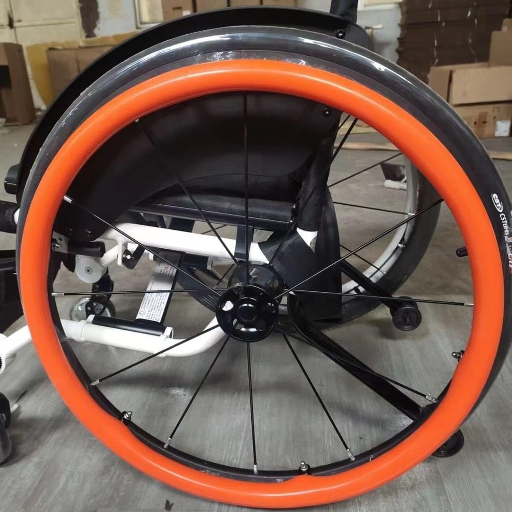 24inch Silicone Wheelchair Push Rim Covers,Hand Rim Covers for Wheelchair, Wheelchair Rear Wheel Cover for Improve Grip and Traction (Orange 24in)