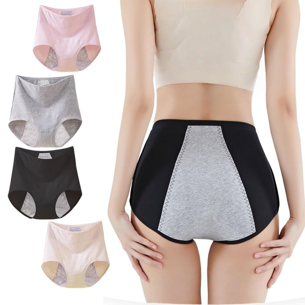 Womens Incontinence Underwear Washable, High Waist Leak Proof Panties, Cotton Bladder Control Protective Briefs for Light Stress Incontinence (Small)