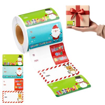 200 PCS Christmas Gift Tags - Gift Tags for Christmas Presents,50 x 38mm Christmas Tags Sticker Self-Adhesive Labels for Present Cards (F)