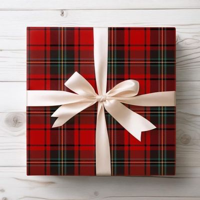 Red Green Tartan Plaid Wrapping Paper, Vintage Checkered Gift Wrap Roll and Sheets, Bulk Rustic Packaging Paper for Christmas Birthday Wedding Party, Classic Holiday Gift Wrap Supplies for Men Women Kids, Traditional Scottish Plaid Decor