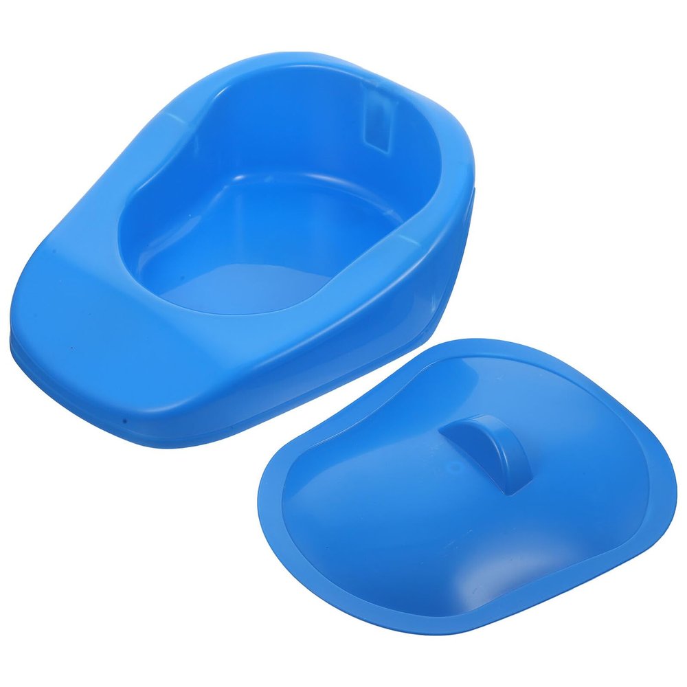 UKCOCO Portable Plastic Bedpan with Lid for Elderly Females and Pregnant Women Drop-Resistant Nursing Chamber Pot for Bedbound Patients Smooth-Edged Lightweight Urinal for Hospital and