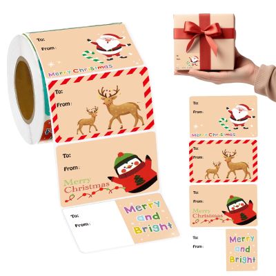 200 PCS Christmas Gift Tags - Gift Tags for Christmas Presents,50 x 38mm Christmas Tags Sticker Self-Adhesive Labels for Present Cards (A)