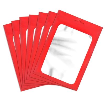 HongJP 100pcs Holographic Bags Thicken Ziplock Bags Holographic Laser Color Plastic Pouch for DIY Jewelry Retail Storage Pouch Zip Lock Bag NO Hole(Clear red,10.5x15cm)