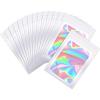 HongJP 100pcs Holographic Bags Thicken Ziplock Bags Holographic Laser Color Plastic Pouch for DIY Jewelry Retail Storage Pouch Zip Lock Bag NO Hole(Clear red,10.5x15cm) view 3