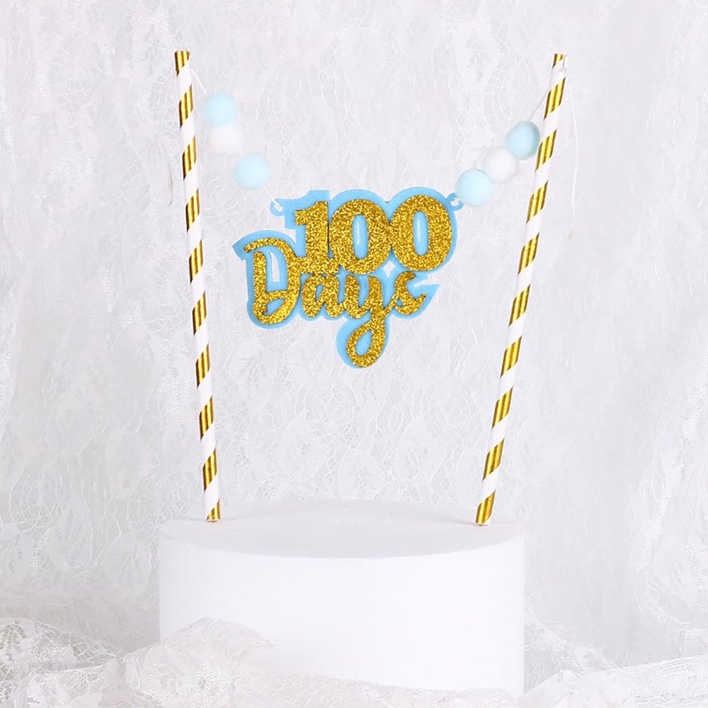 100 Days Cake Topper,One Hundred Days Party Decorations for Baby Shower Cake Decorations,Baby Birthday Cake Decorations