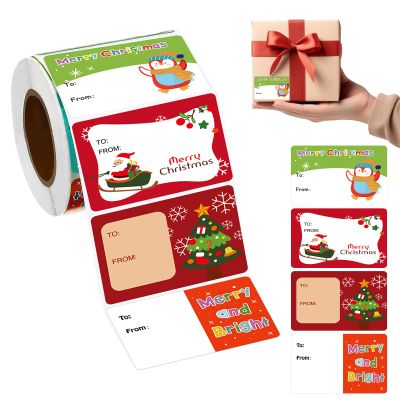 200 PCS Christmas Gift Tags - Gift Tags for Christmas Presents,50 x 38mm Christmas Tags Sticker Self-Adhesive Labels for Present Cards (D)