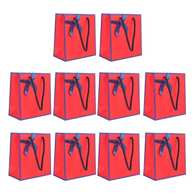 AKOOSY 10pcs Red Bowknot Paper Bags High-end Packaging with Comfortable Handles for Cosmetics Jewelry Snacks Festive Presents