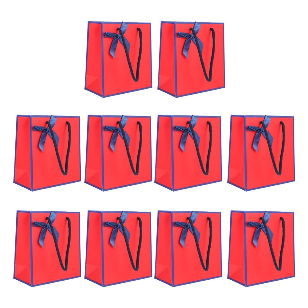 AKOOSY 10pcs Red Bowknot Paper Bags High-end Packaging with Comfortable Handles for Cosmetics Jewelry Snacks Festive Presents