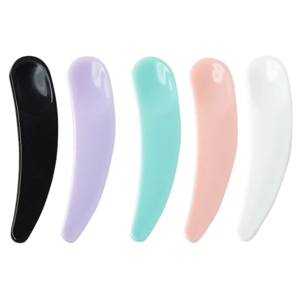 1000pcs Face Mask Applicator Plastic Facial Mask Mixing Spoons Disposable Curved Scoops Cream Spoon Mini Cosmetic Spatula Salon Beauty Tool Kits(Mixed-colors)