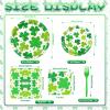 100 Pieces St. Patricks Day Party Tableware Set Shamrock Clover Plates, Napkins and Forks, Green Disposable Dinnerware for Irish Party and Lucky Clover Party Supplies view 2