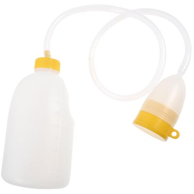 Milisten Portable Men S Potty Urinal with Lid and Tube Plastic Pee Bottle for Travel Camping Hospital Use Bedridden Patients Easy-Grip Handle Reusable with Measurement Graduations