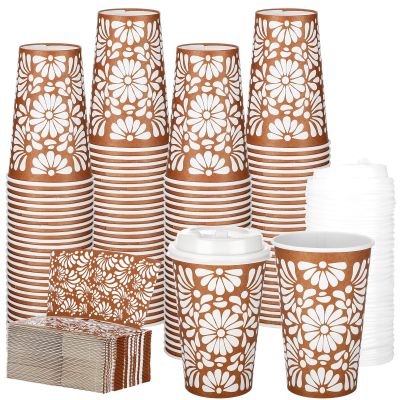 Acellegic 50 Sets 12oz Cielito Lindo Cups Mexican Paper Cup Copas De Barro Disposable Fiesta Coffee Drink Mug with Lid Sleeve for Birthday Baby Shower Wedding Party Supply Cafe Shop Decoration