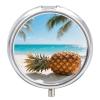 Tropical Pineapple Hawaiian Metal Pill Box - 3 Compartment Mini Portable Pill Organizer for Purse & Pocket, BPA-Free Travel Pill Case for Vitamins, Medication, Supplements view 1