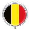 Kingdom of Belgium Flag Small Pill Box for Purse & Pocket Medicine Organizer, Travel Portable Pill Case with Mirror, Container Holder for Vitamins, Fish Oil, Supplements Round view 1
