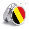 Kingdom of Belgium Flag Small Pill Box for Purse & Pocket Medicine Organizer, Travel Portable Pill Case with Mirror, Container Holder for Vitamins, Fish Oil, Supplements Round view 2