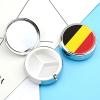 Kingdom of Belgium Flag Small Pill Box for Purse & Pocket Medicine Organizer, Travel Portable Pill Case with Mirror, Container Holder for Vitamins, Fish Oil, Supplements Round view 4