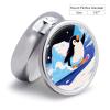 Penguins Skating Metal Pill Box - 3 Compartment Mini Portable Pill Organizer for Purse & Pocket, BPA-Free Travel Pill Case for Vitamins, Medication, Supplements view 2