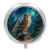 Maya Owl Metal Pill Box - 3 Compartment Mini Portable Pill Organizer for Purse & Pocket, BPA-Free Travel Pill Case for Vitamins, Medication, Supplements view 1