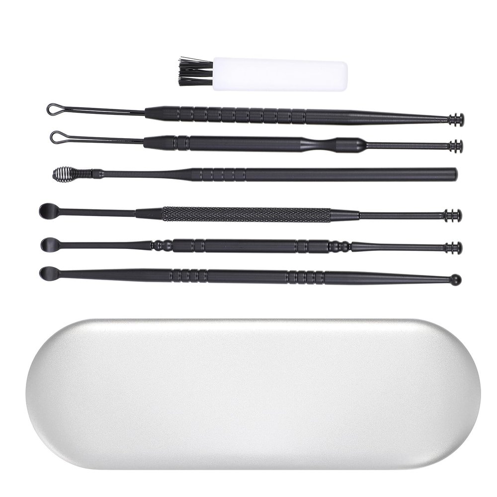 Abaodam Portable Stainless Steel Earwax Removal Tools Professional Ear Pick Kit with Spiral Scoop Comfortable Ergonomic Grip for Safe Ear Cleaning and Wax Removal at Home Travel