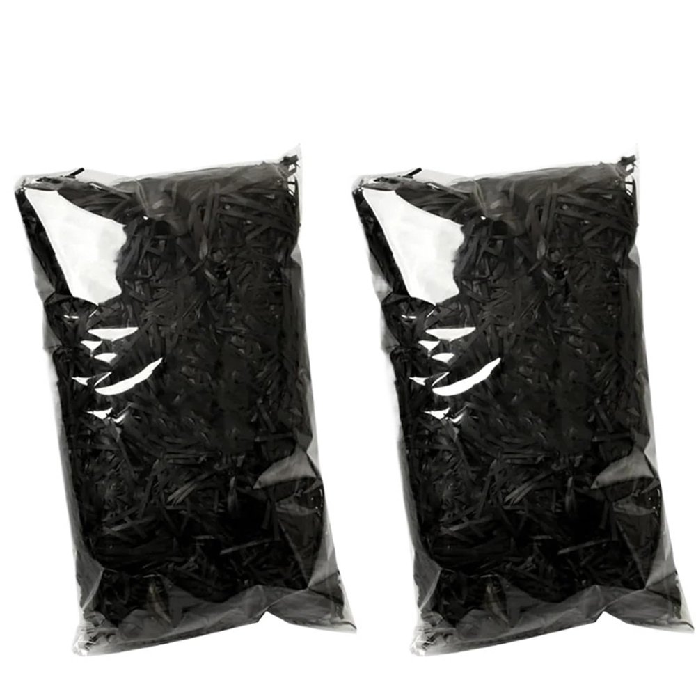 Dnyucen Gift Bag Filler 300g Lafite Grass Decorative Paper Raffia Gift Box Filling Material Pink Black Household Party DIY Decoration Supplies(Black)