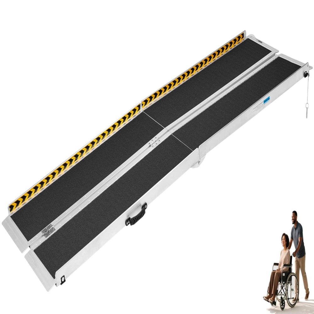 10ft L x 28in W Aluminum Wheelchair Ramp, 600lbs Weight Capacity, Non-Slip Surface, Portable Access Ramp for Wheelchairs, Scooters, Walkers- Ideal for Home Steps, Stairs, Curbs & Vehicle Entry