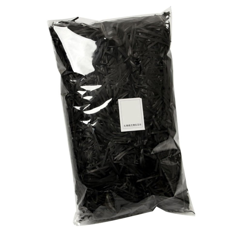 Dnyucen Gift Bag Filler 300g Colorful Shredded Crinkle Lafite Paper Raffia Filler DIY Wedding Party Gift Box Candy Material Packaging Filler(Black-100g)