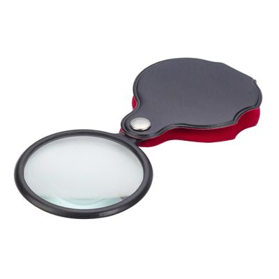 TIDTALEO 5pcs Folding Handheld Magnifying Glass with Protective Case Portable Mini Leather Pocket Loupe for Reading Crafts Jewelry Viewing Black