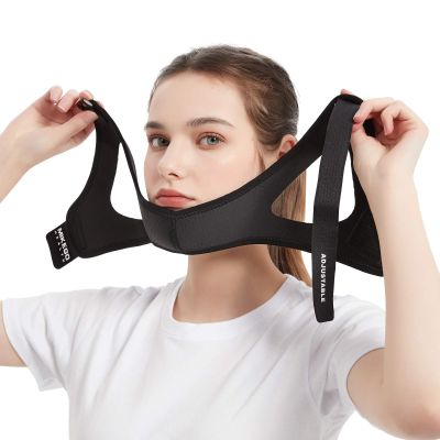Adjustable Chin Strap for CPAP Users - Chin Strap for Snoring Face Mask Bandage Keeping Mouth Closed - No Dry Mouth Nasal Breathing Anti Snoring for Women and Men (Black)
