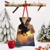 Qewfoju Golden Sky Bald Eagle Pattern Holiday Gift Bags Christmas Burlap Gift Bags Drawstring for Wedding Party Favors Xmas Gifts Couple Shower Medium view 3