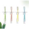 EXAOMBLE 4pcs Training Silicone Toothbrush with Suction Base Soft Bristles Teether for Gum Care Safe Chewing Easy Grip Handles in Blue Pink Green Yellow view 3