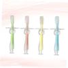 EXAOMBLE 4pcs Training Silicone Toothbrush with Suction Base Soft Bristles Teether for Gum Care Safe Chewing Easy Grip Handles in Blue Pink Green Yellow view 4